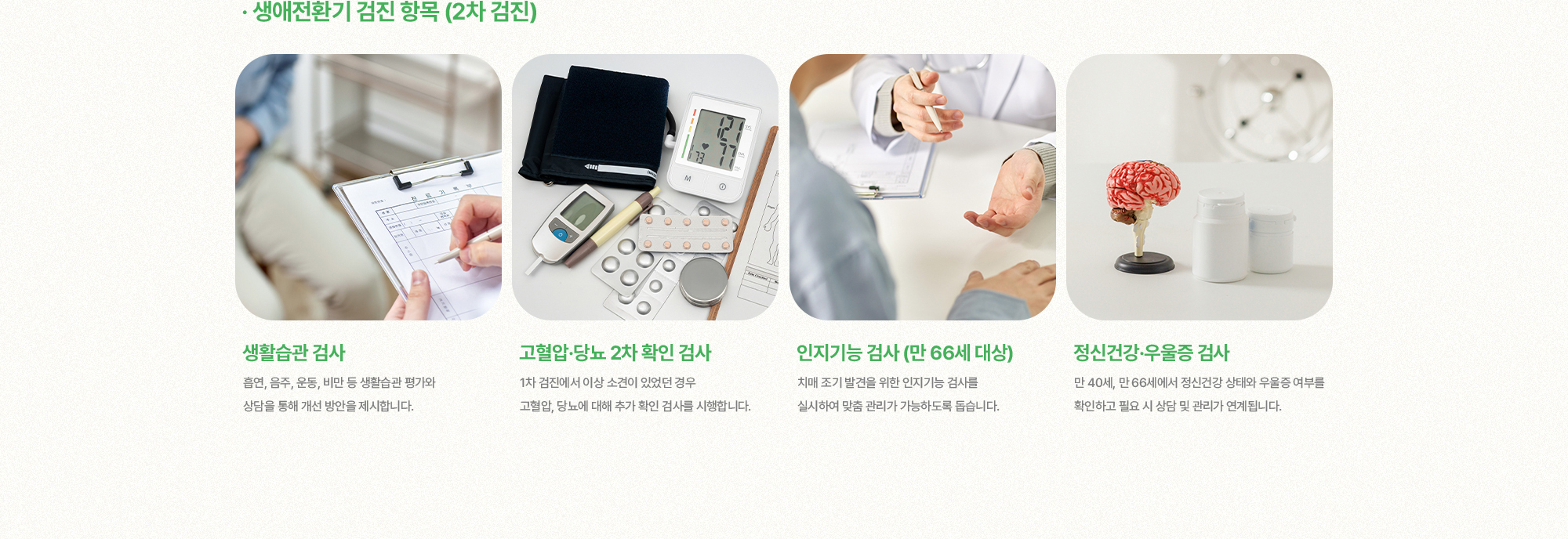 생애전환기 검진 항목 (2차 검진)